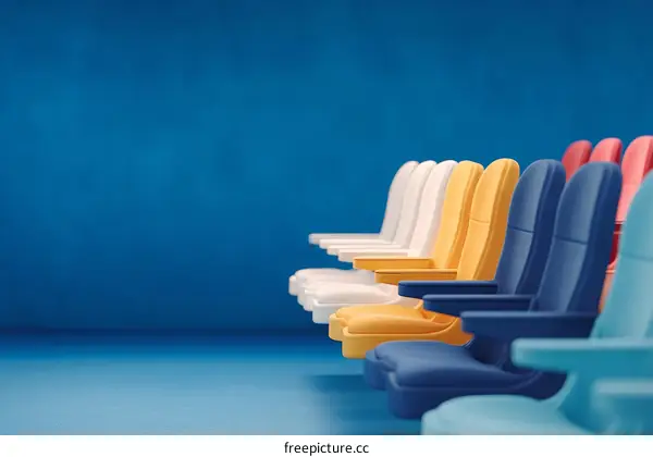 Colorful Rows of Seats in a Modern Auditorium