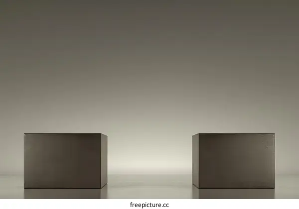 Abstract Product Display with Dark Gray Boxes