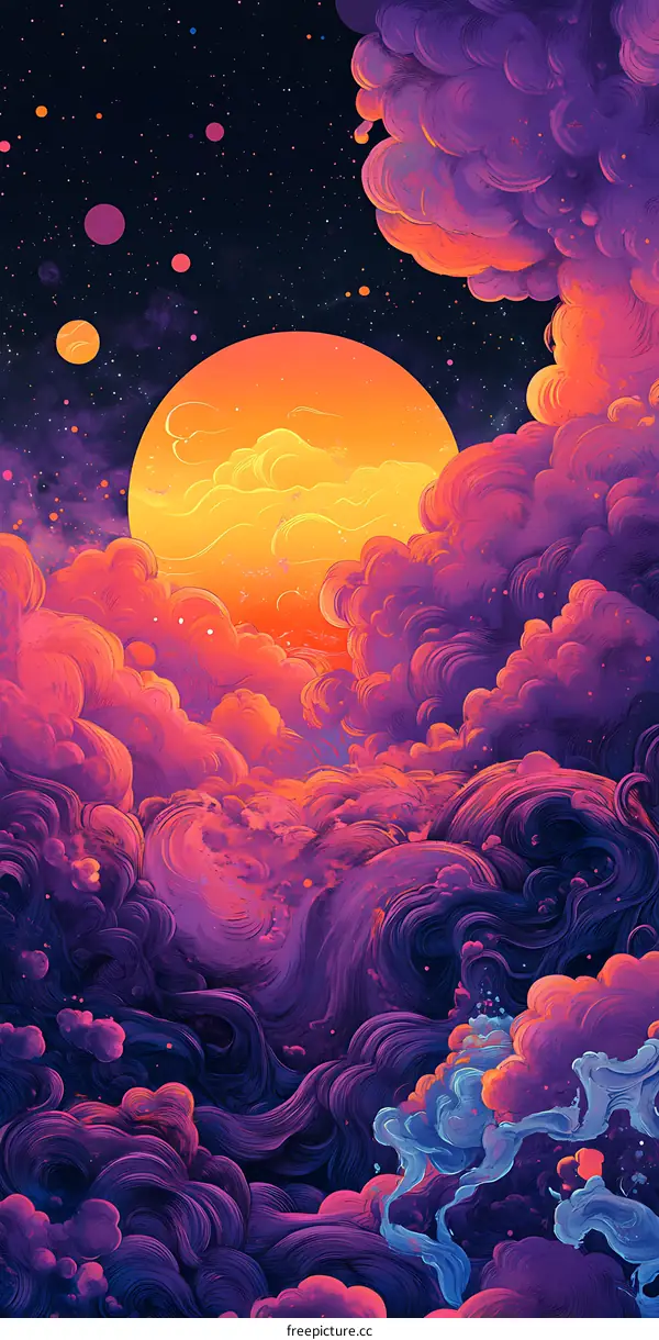 Abstract Space Clouds with Bright Colors