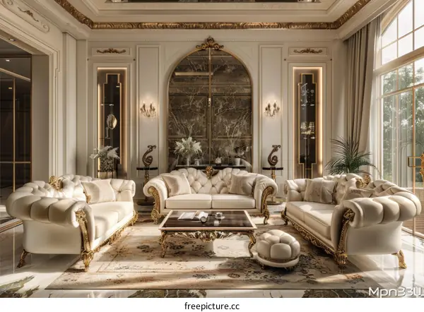 Luxury European Living Room Design Interior Illustration