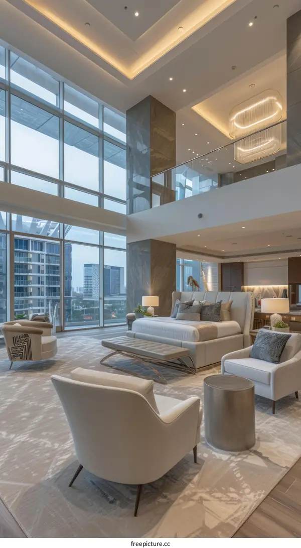 Modern luxury penthouse with stunning city views