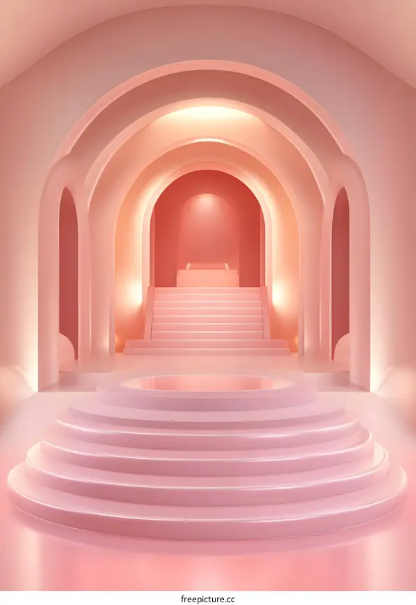 Abstract Pink Archway Minimalist 3D Illustration