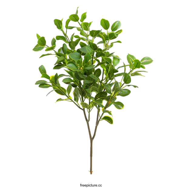 [Transparent Background PNG]Green Branch with Leaves Isolated on White Background