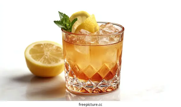 Refreshing Iced Cocktail with Lemon and Mint
