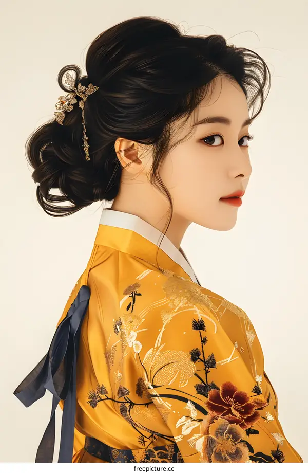 Portrait of a young woman in traditional Korean dress
