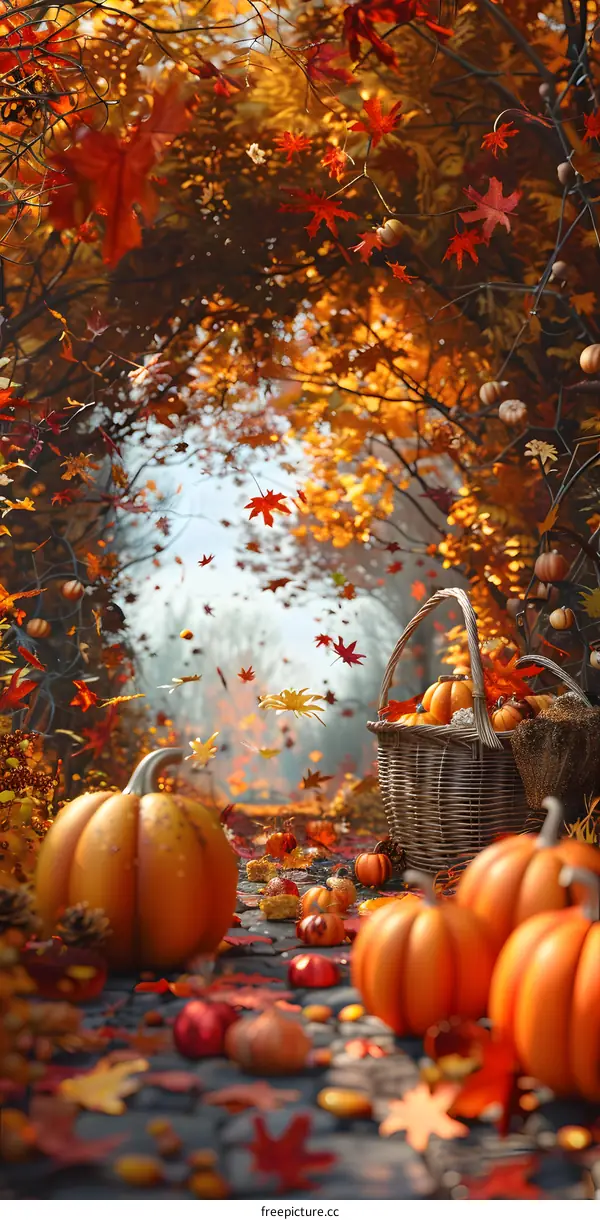 Autumn leaves falling