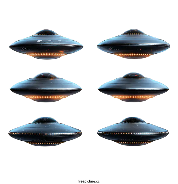 [Transparent Background PNG]Flying Saucers Illustration Set