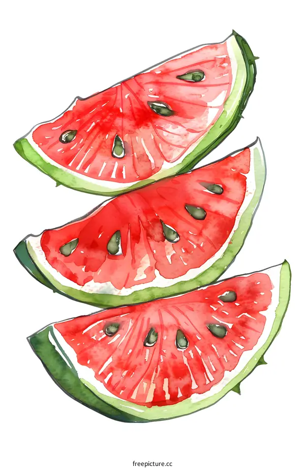 Watermelon Slices Watercolor Illustration