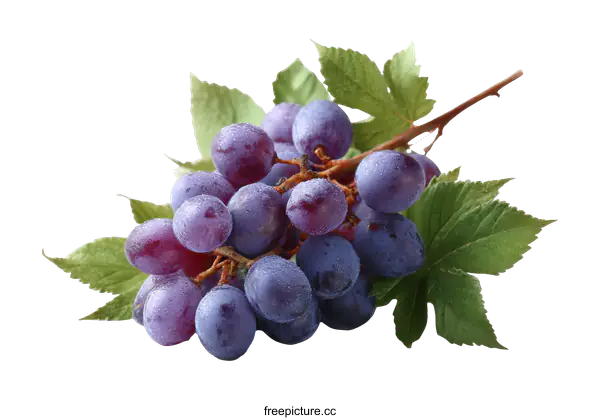 [Transparent Background PNG]Fresh Purple Grapes with Dew Drops