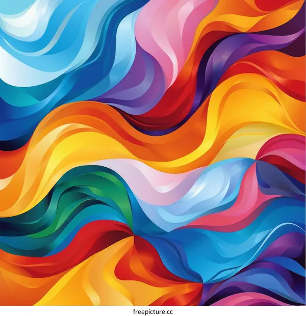 Abstract Colorful Wave Painting