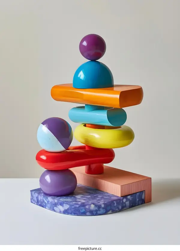 Colorful Wooden Sculpture Abstract Art