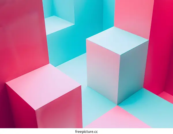 Abstract Pink And Blue Geometric Shapes Background