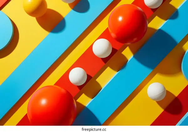 Abstract Background With Colorful Balls And Stripes