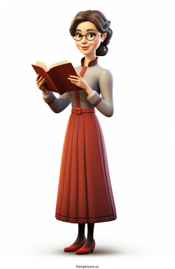 Illustration of a Victorian woman reading a book