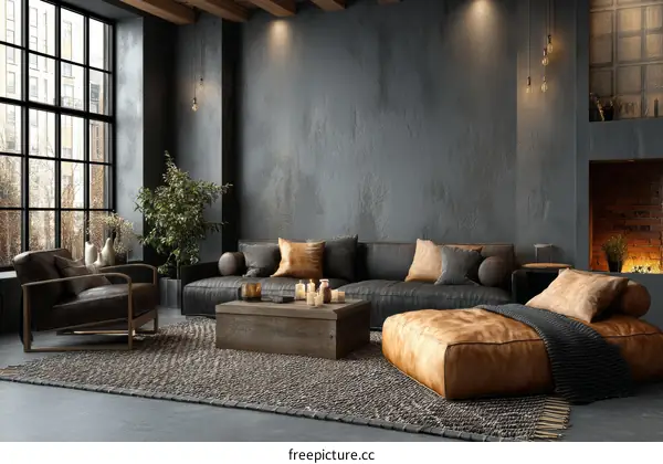 Modern Industrial Living Room Interior Design