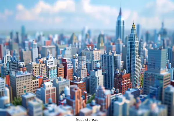 Stylized Cityscape Illustration of Urban Architecture