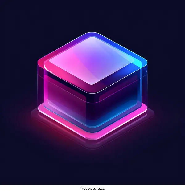 3D illustration of a glowing neon cube
