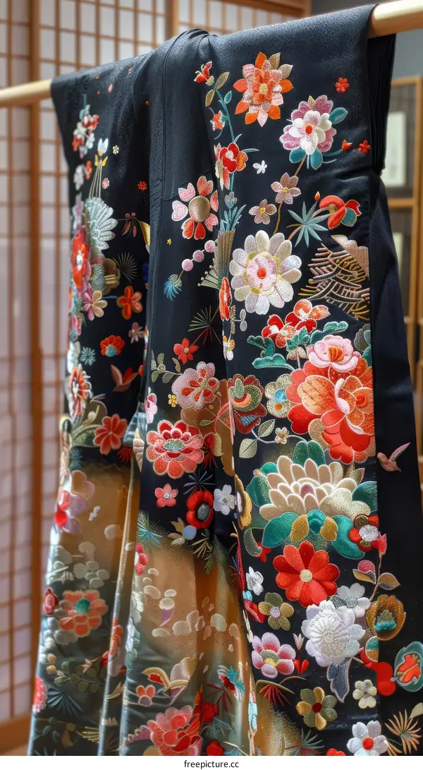 A kimono with a floral pattern