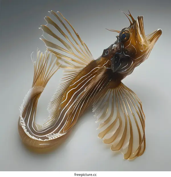 Striped Poison Fish with Open Mouth and Gills
