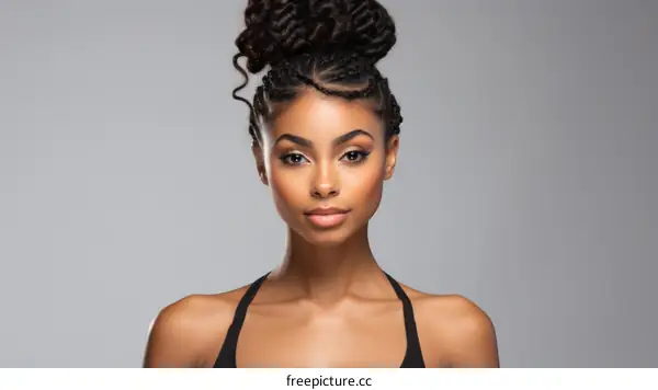 portrait of a young african american woman with curly hair