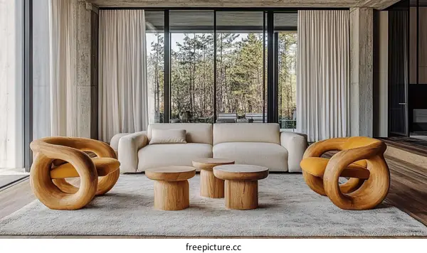 Modern Wooden Armchair in a Stylish Living Room