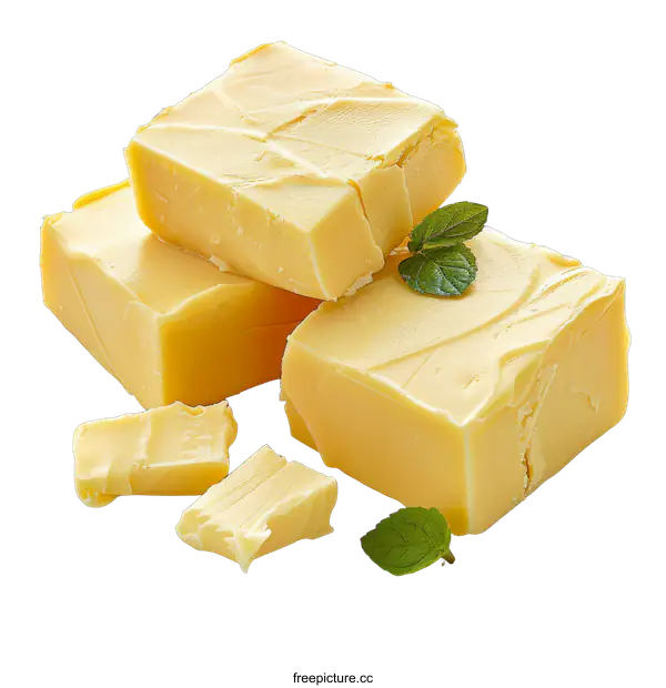 [Transparent Background PNG]Fresh Butter Blocks and Pieces