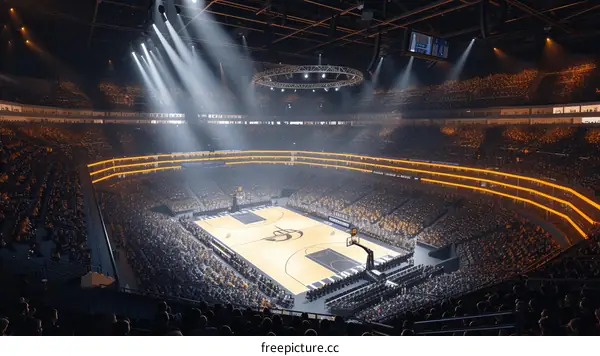 Basketball court with a lot of spectators