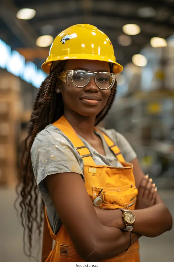 Confident Female Engineer in Warehouse