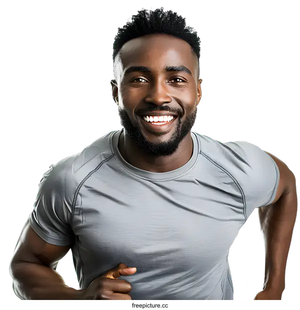 [Transparent Background PNG]Happy Black Man Running