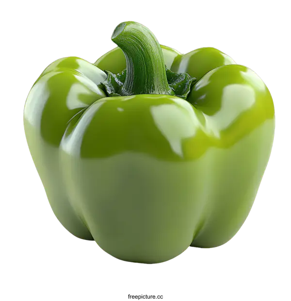 [Transparent Background PNG]Fresh Green Bell Pepper Closeup