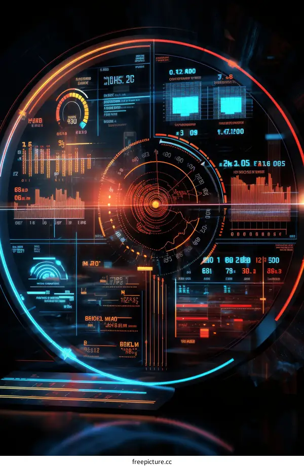 Futuristic User Interface with Circular Progress and Data Display