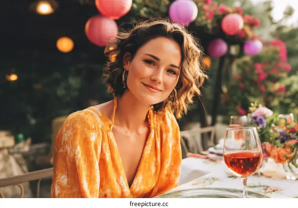 Outdoor Summer Dinner with Woman