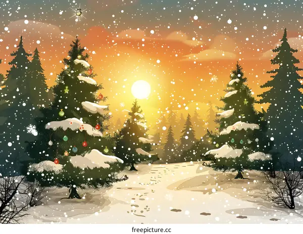 Christmas Snow Scene Illustration