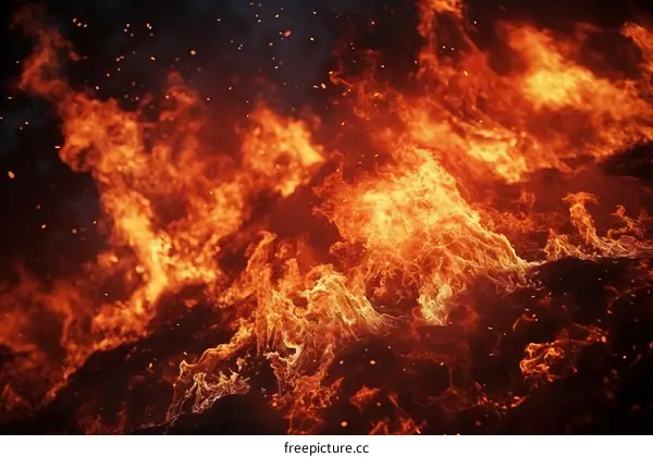 Firefighters battling a large forest fire