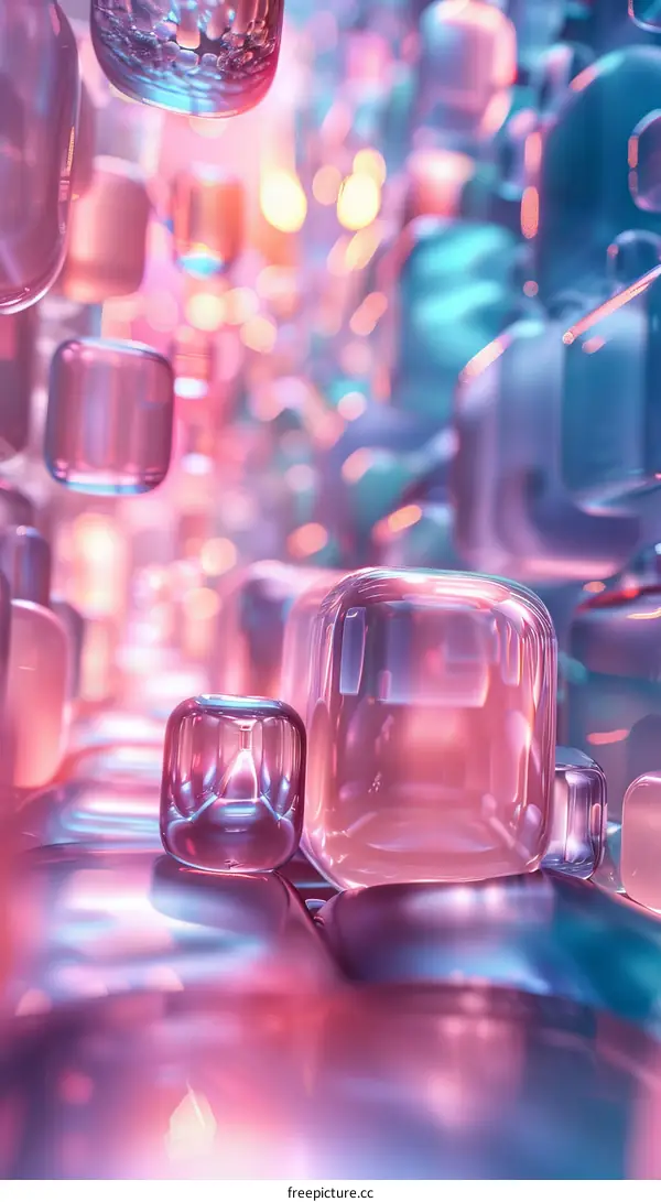 Abstract Geometric Crystal Cubes in Vibrant Colors