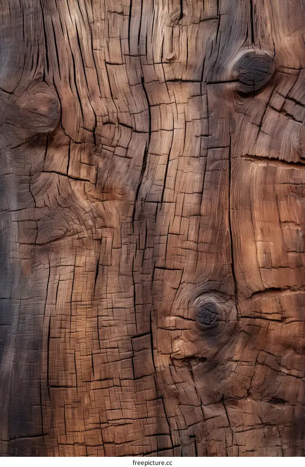Close-up of a tree trunk with a cracked and weathered surface