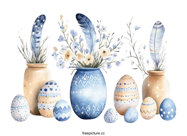 [Transparent Background PNG]Pastel Easter Floral Decor Illustration