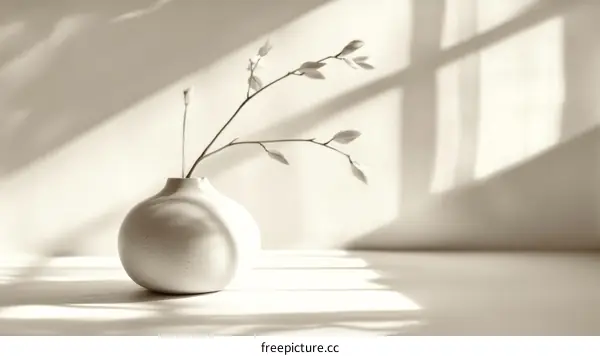 Elegant Vase with Branches in Soft Sunlight