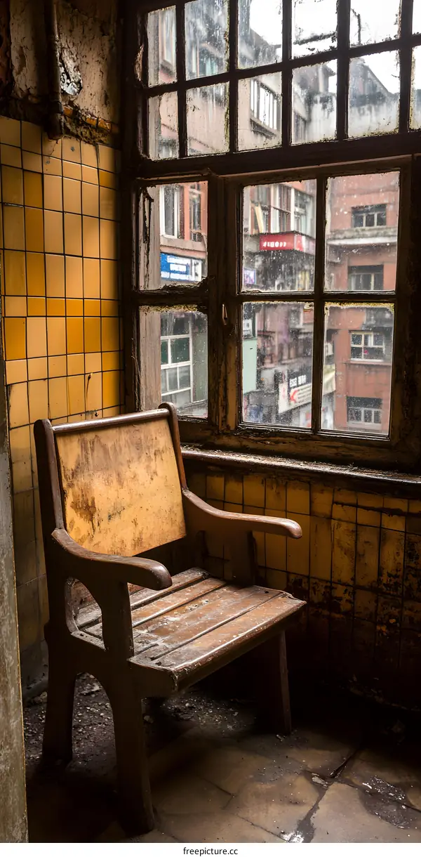 Old Wooden Chair in a Dusty Room with a Window View