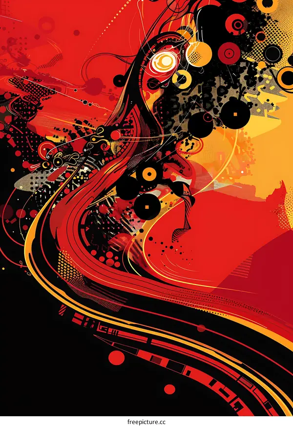 Abstract Art with Red Black and Yellow