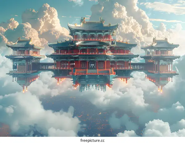 Floating Chinese Palace in the Clouds