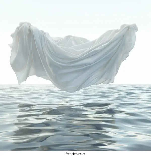 White cloth floating above the water surface