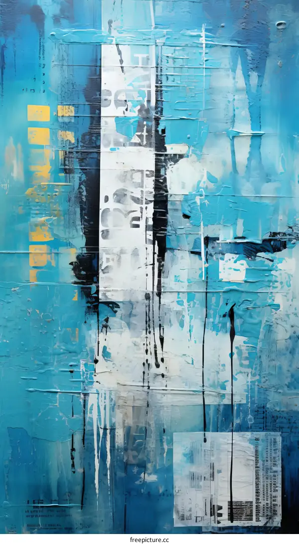 Blue Abstract Painting with White Rectangle