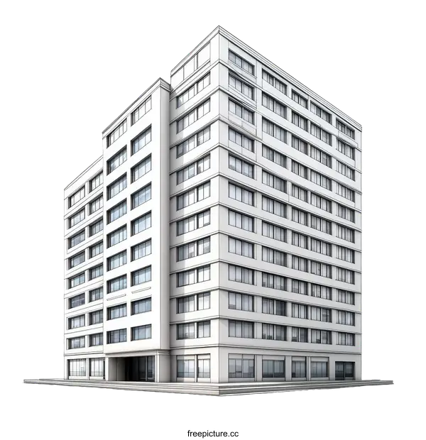[Transparent Background PNG]Modern Architectural Building Design Illustration