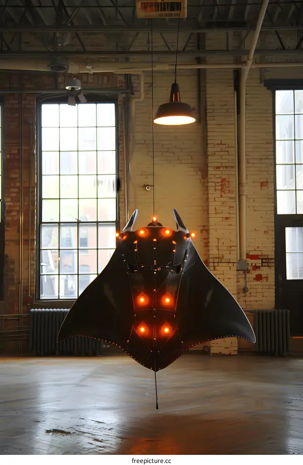 Illuminated Sculpture in an Industrial Space