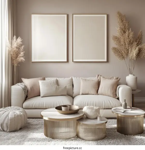 Modern Beige Living Room Interior Design