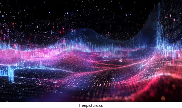 Abstract Digital Landscape with Data Visualization