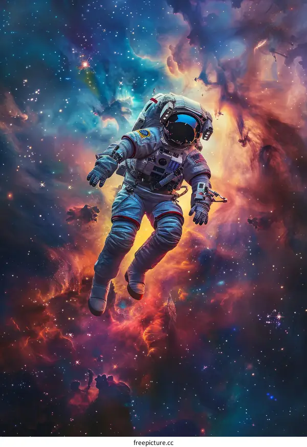 Astronaut Floating in the Vastness of Space