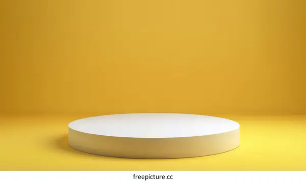 Minimalist White Circle Podium on Yellow Background