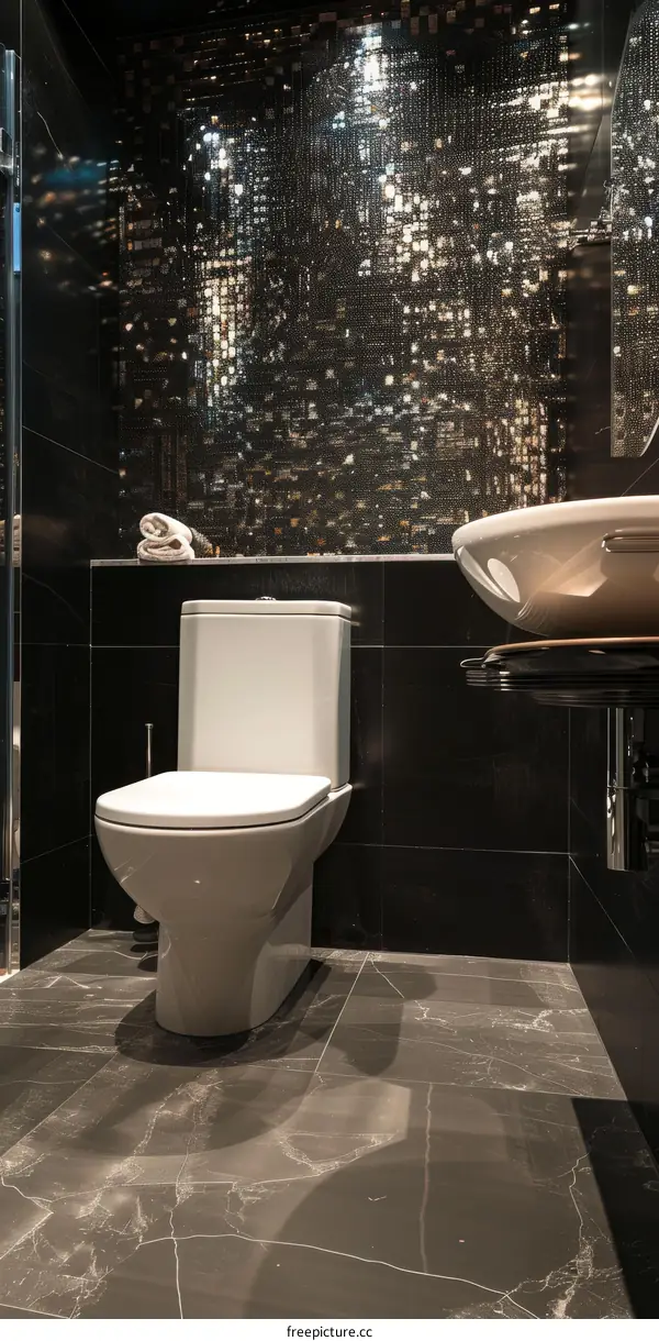 Modern Luxury Bathroom with Sparkling Wall Tiles